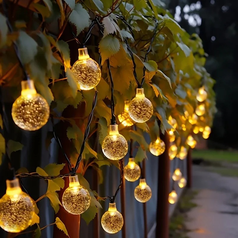 Outdoor Solar Power Xmas Lights - 태양광으로 작동하는 따뜻한 흰색 및 다채로운
