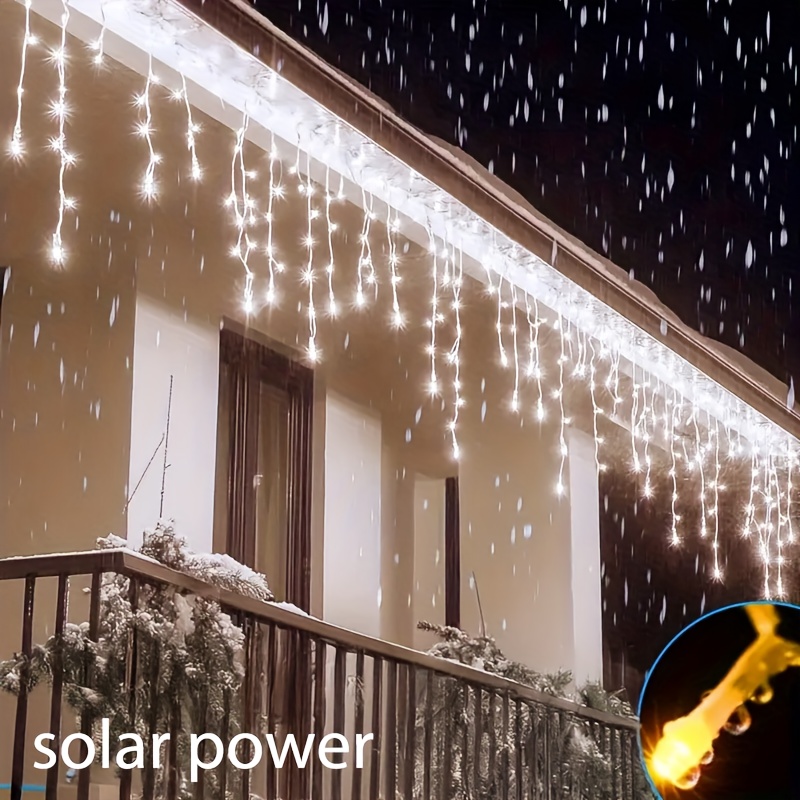 Outdoor Solar Power Xmas Lights - 태양광 충전식 야외 고드름 모양 스트링