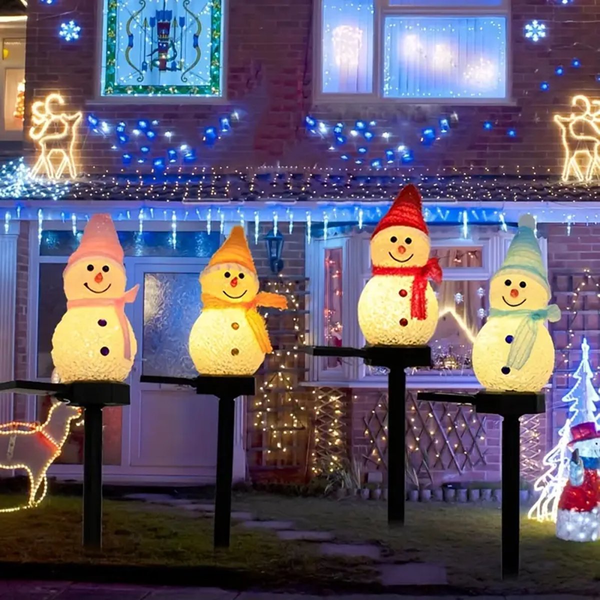 Outdoor Power For Christmas Lights - LED 눈사람 태양 정원 조명 야외