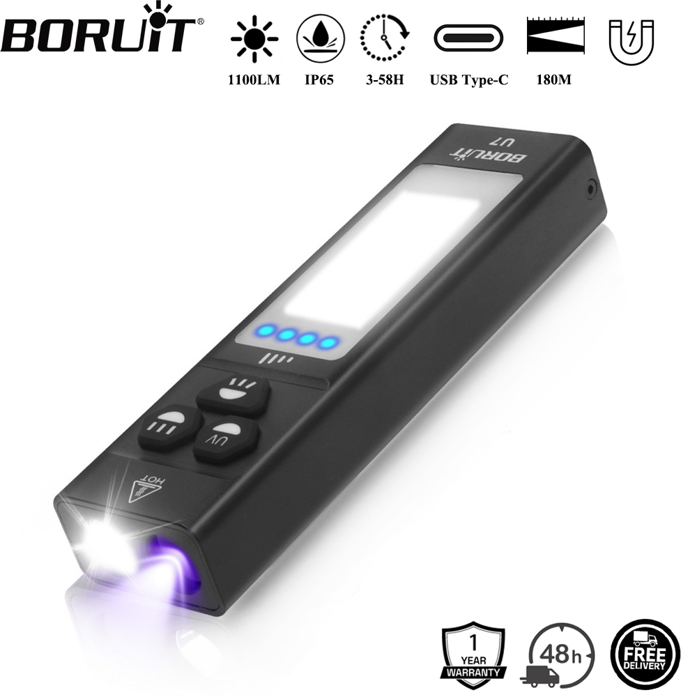 BORUiT U7 UV LED EDC 손전등 1100L - Outdoor Power Bank 리뷰 및 가격