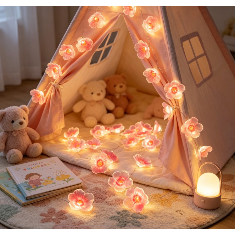 핑크 벚꽃 LED 요정 스트링 조명 배터리 구동 방수  - Outdoor Power For Christmas Lights 리뷰 및 가격