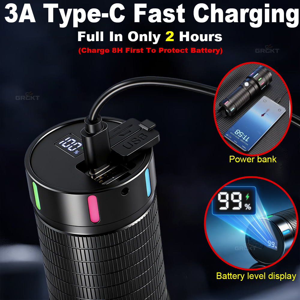 80000CD 가장 강력한 LED 손전등 고출력 전술  - Outdoor Power Bank 리뷰 및 가격