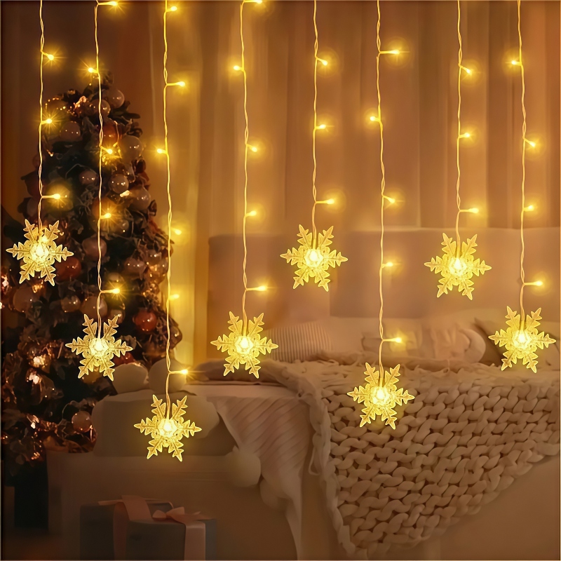 USB 전원 눈꽃 커튼 조명 리모컨 8가지 모드 IP6 - Outdoor Solar Power Xmas Lights 리뷰 및 가격